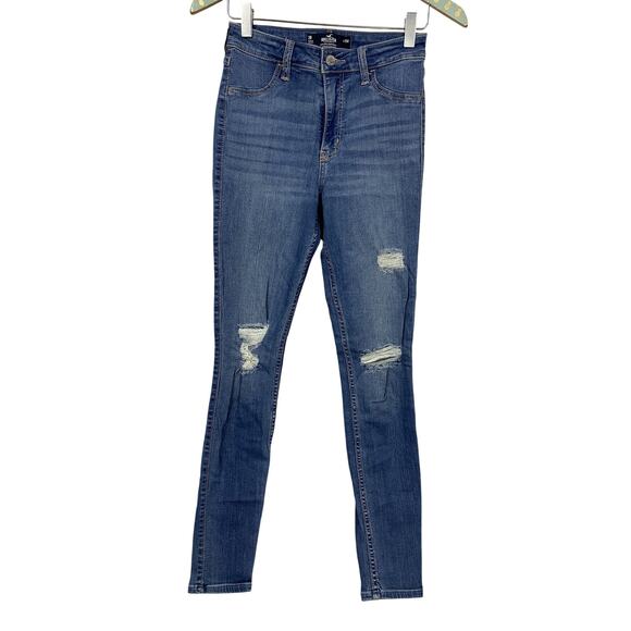 Hollister Denim - Hollister High Rise Jean Legging Jeans Womens 2R Blue Distressed Stretch 25x29